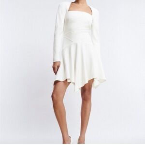 BCBGMAXAZRIA White Cillian Handkerchief Mini Dress